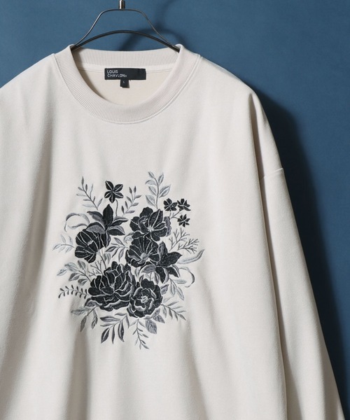 ANPAS（アンパス）の「Kersey Suede Flower Embroidery SweatShirt/カルゼ スウェード フラワー刺繍 スウェット トレーナー メンズ レディース（スウェット・メンズ・ホワイト/ホワイト系その他/ブラック/ブラック系その他・M/L/LL）」の3枚目の写真