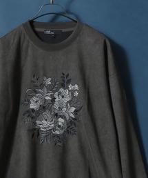 Kersey Suede Flower Embroidery SweatShirt/カルゼ スウェード フラワー刺繍 スウェット トレーナー メンズ レディース