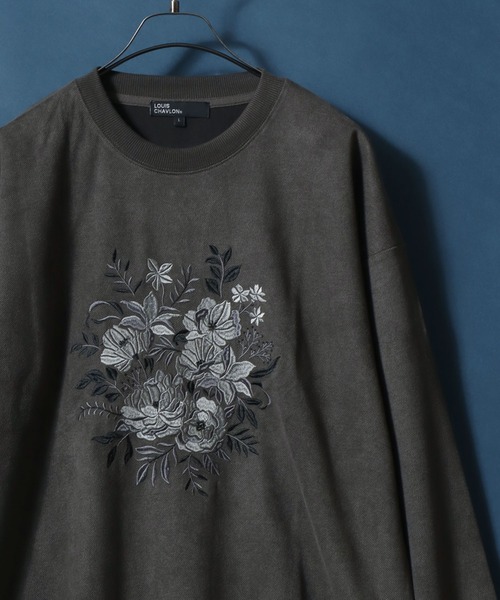 ANPAS（アンパス）の「Kersey Suede Flower Embroidery SweatShirt/カルゼ スウェード フラワー刺繍 スウェット トレーナー メンズ レディース（スウェット・メンズ・ホワイト/ホワイト系その他/ブラック/ブラック系その他・M/L/LL）」の4枚目の写真