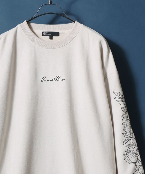 ANPAS（アンパス）の「Kersey Suede Flower Embroidery SweatShirt/カルゼ スウェード フラワー刺繍 スウェット トレーナー メンズ レディース（スウェット・メンズ・ホワイト/ホワイト系その他/ブラック/ブラック系その他・M/L/LL）」の2枚目の写真