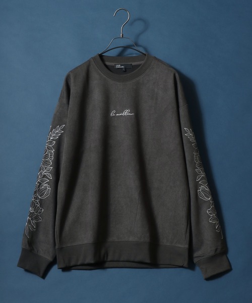 ANPAS（アンパス）の「Kersey Suede Flower Embroidery SweatShirt/カルゼ スウェード フラワー刺繍 スウェット トレーナー メンズ レディース（スウェット・メンズ・ホワイト/ホワイト系その他/ブラック/ブラック系その他・M/L/LL）」の7枚目の写真