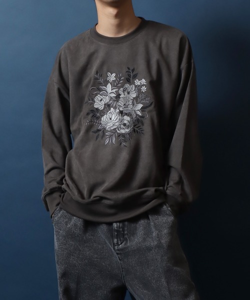 ANPAS（アンパス）の「Kersey Suede Flower Embroidery SweatShirt/カルゼ スウェード フラワー刺繍 スウェット トレーナー メンズ レディース（スウェット・メンズ・ホワイト/ホワイト系その他/ブラック/ブラック系その他・M/L/LL）」の20枚目の写真