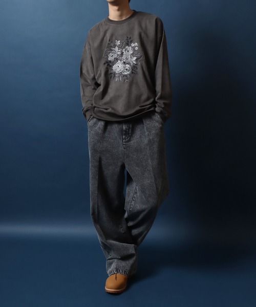 ANPAS（アンパス）の「Kersey Suede Flower Embroidery SweatShirt/カルゼ スウェード フラワー刺繍 スウェット トレーナー メンズ レディース（スウェット・メンズ・ホワイト/ホワイト系その他/ブラック/ブラック系その他・M/L/LL）」の18枚目の写真