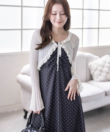 clear（クリア）の「フリル透かし編みニットカーディガン[着回し力抜群 羽織り レイヤード]（カーディガン/ボレロ）」