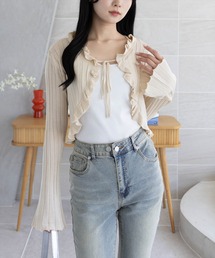 clear | フリル透かし編みニットカーディガン[着回し力抜群 羽織り レイヤード]≪AW新作≫(カーディガン/ボレロ)