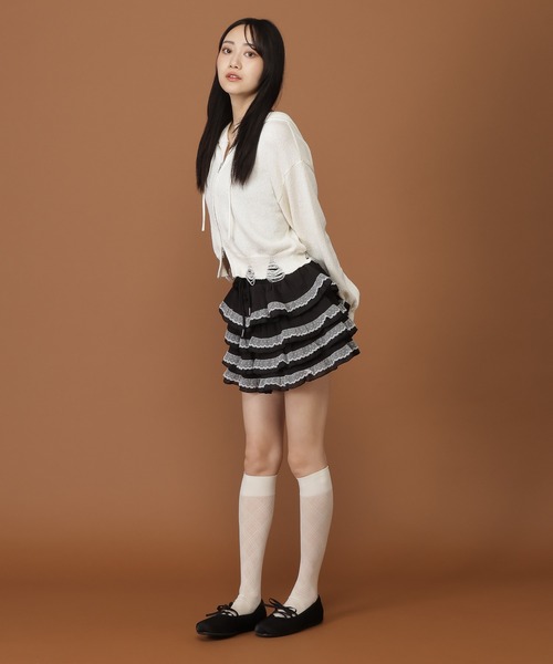 3.3 Field Trip （3.3フィールドトリップ）の「3.3 Field Trip／レースDフリルショートパンツ（その他パンツ・レディース・アイボリー/ブラック・FREE）」の11枚目の写真