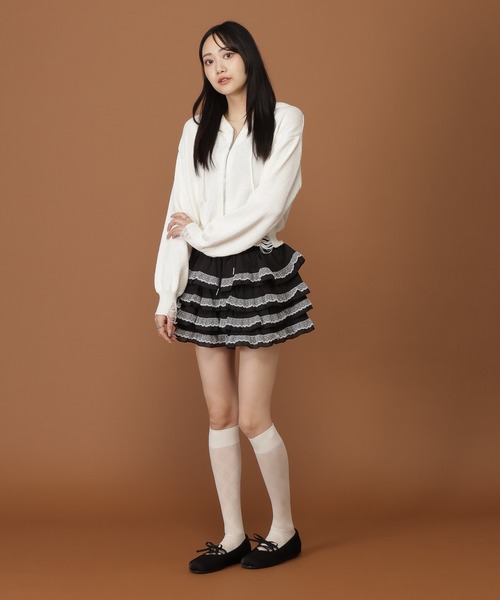 3.3 Field Trip （3.3フィールドトリップ）の「3.3 Field Trip／レースDフリルショートパンツ（その他パンツ・レディース・アイボリー/ブラック・FREE）」の10枚目の写真