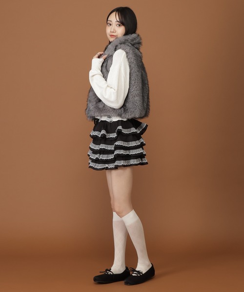 3.3 Field Trip （3.3フィールドトリップ）の「3.3 Field Trip／レースDフリルショートパンツ（その他パンツ・レディース・アイボリー/ブラック・FREE）」の8枚目の写真