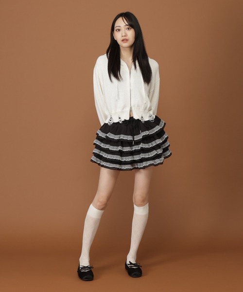 3.3 Field Trip （3.3フィールドトリップ）の「3.3 Field Trip／レースDフリルショートパンツ（その他パンツ・レディース・アイボリー/ブラック・FREE）」の12枚目の写真