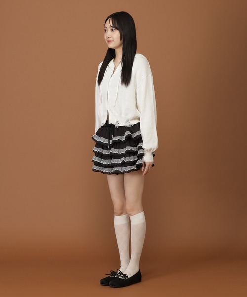 3.3 Field Trip （3.3フィールドトリップ）の「3.3 Field Trip／レースDフリルショートパンツ（その他パンツ・レディース・アイボリー/ブラック・FREE）」の6枚目の写真