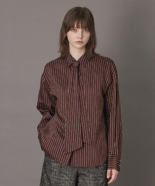 DRESSTERIOR（ドレステリア）の「【洗える/オンオフ/otonaMUSE 11月号掲載】3WAYタイ付きアーカーストライプシャツ（シャツ/ブラウス・レディース・ブラウン系その他3/ベージュ系その他5・38/34/36）」の2枚目の写真