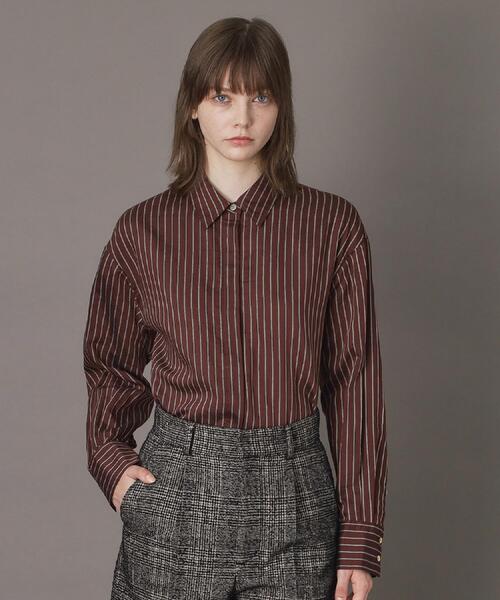 DRESSTERIOR（ドレステリア）の「【洗える/オンオフ/otonaMUSE 11月号掲載】3WAYタイ付きアーカーストライプシャツ（シャツ/ブラウス・レディース・ブラウン系その他3/ベージュ系その他5・38/34/36）」の7枚目の写真