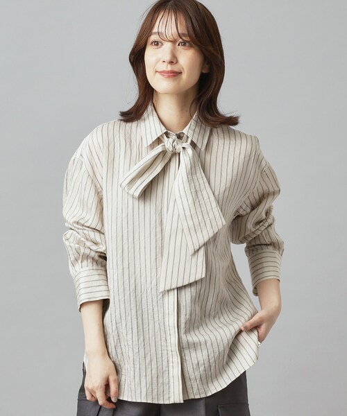 DRESSTERIOR（ドレステリア）の「【洗える/オンオフ/otonaMUSE 11月号掲載】3WAYタイ付きアーカーストライプシャツ（シャツ/ブラウス・レディース・ブラウン系その他3/ベージュ系その他5・38/34/36）」の11枚目の写真