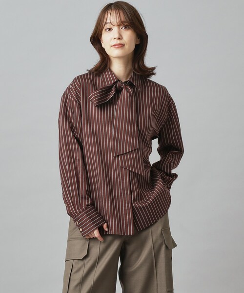 DRESSTERIOR（ドレステリア）の「【洗える/オンオフ/otonaMUSE 11月号掲載】3WAYタイ付きアーカーストライプシャツ（シャツ/ブラウス・レディース・ブラウン系その他3/ベージュ系その他5・38/34/36）」の17枚目の写真