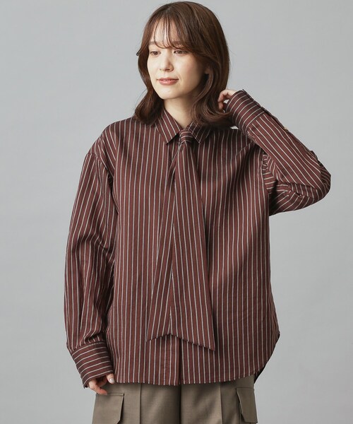 DRESSTERIOR（ドレステリア）の「【洗える/オンオフ/otonaMUSE 11月号掲載】3WAYタイ付きアーカーストライプシャツ（シャツ/ブラウス・レディース・ブラウン系その他3/ベージュ系その他5・38/34/36）」の19枚目の写真