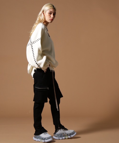 DANKE SCHON（ダンケシェーン）の「DankeSchon/ダンケシェーン/HAND STITCH KINT CREWNECK（ニット/セーター・レディース・ブラック/ホワイト・L/M/S）」の10枚目の写真