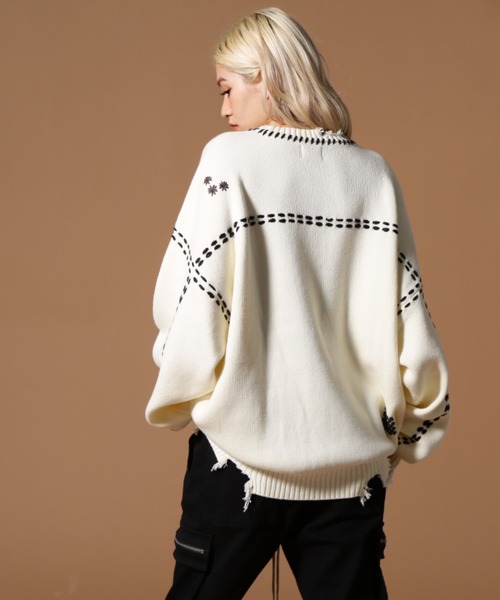 DANKE SCHON（ダンケシェーン）の「DankeSchon/ダンケシェーン/HAND STITCH KINT CREWNECK（ニット/セーター・レディース・ブラック/ホワイト・L/M/S）」の17枚目の写真