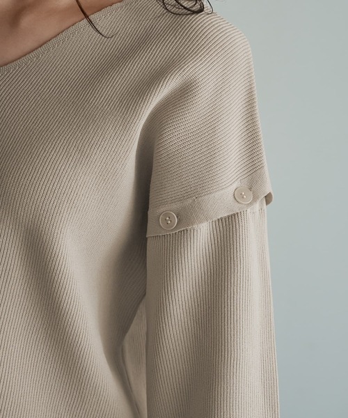 STYLE DELI(スタイルデリ)の「袖が外せる◆PUFFニットセットアップ(ニット/セーター・レディース・グレイッシュベージュ/チャコールグレー・FREE)」の7枚目の写真