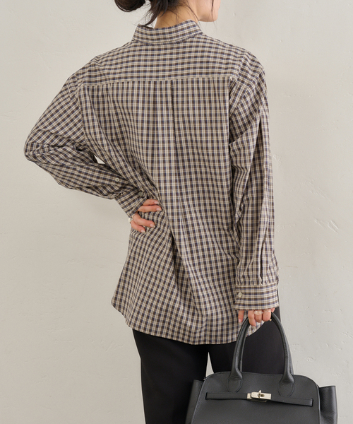U by SPICK&SPAN（ユーバイスピックアンドスパン）の「PLAID CHECK ボタンダウンシャツ（シャツ/ブラウス・レディース・ブラウン/サックスブルー・FREE）」の5枚目の写真