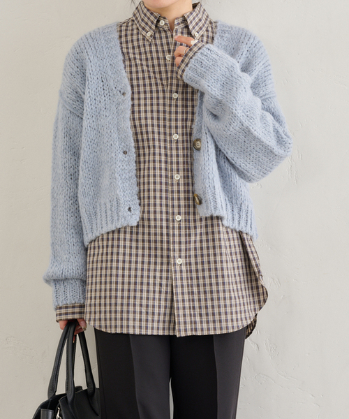 U by SPICK&SPAN（ユーバイスピックアンドスパン）の「PLAID CHECK ボタンダウンシャツ（シャツ/ブラウス・レディース・ブラウン/サックスブルー・FREE）」の14枚目の写真