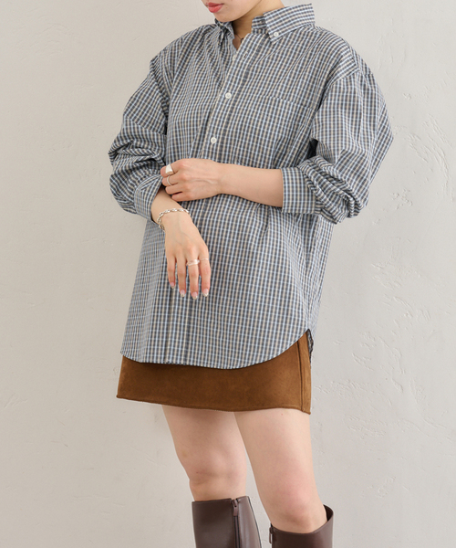 U by SPICK&SPAN（ユーバイスピックアンドスパン）の「PLAID CHECK ボタンダウンシャツ（シャツ/ブラウス・レディース・ブラウン/サックスブルー・FREE）」の21枚目の写真
