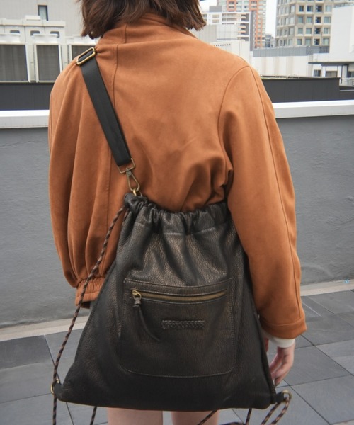 INTER FACTORY（インターファクトリー）の「emuniem by.ゆいか - 4wayビンテージナップサック（バックパック/リュック・レディース・ブラック・FREE）」の8枚目の写真