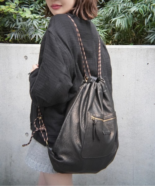 INTER FACTORY（インターファクトリー）の「emuniem by.ゆいか - 4wayビンテージナップサック（バックパック/リュック・レディース・ブラック・FREE）」の12枚目の写真