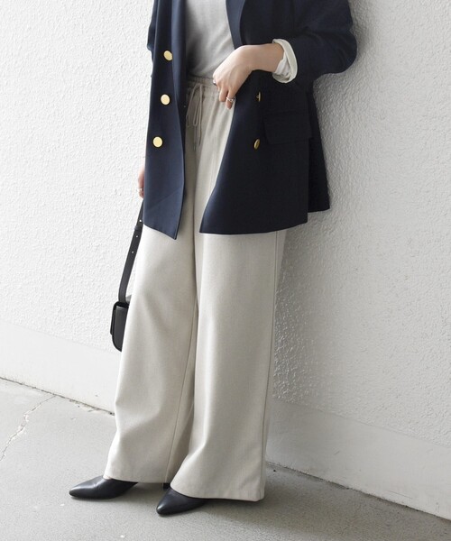 SHIPS any（シップス エニィ）の「SHIPS any:〈手洗い可能〉ウォーム イージー ワイド ストレート パンツ（その他パンツ・レディース・ブラウン/グレー/チャコールグレー/ナチュラル・ONE SIZE）」の4枚目の写真