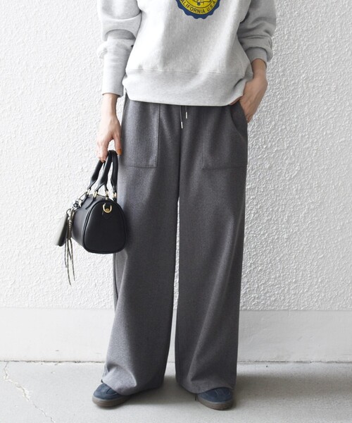 SHIPS any:〈手洗い可能〉ウォーム イージー ワイド ストレート パンツ