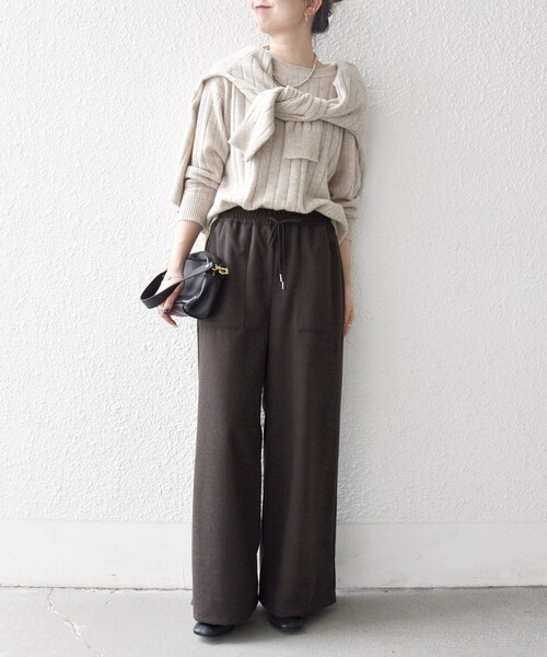 SHIPS any（シップス エニィ）の「SHIPS any:〈手洗い可能〉ウォーム イージー ワイド ストレート パンツ（その他パンツ・レディース・ブラウン/グレー/チャコールグレー/ナチュラル・ONE SIZE）」の22枚目の写真