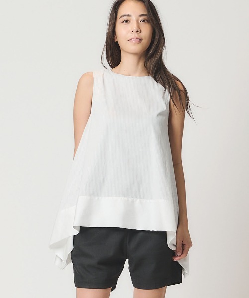 mikomori(ミコモリ)の「HANDKERCHIEF HEM TUNIC(C0381)(Tシャツ/カットソー・レディース・ホワイト×ネイビー/ホワイト×グレー・FREE)」の2枚目の写真