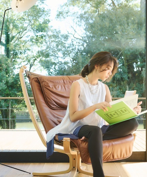 mikomori(ミコモリ)の「HANDKERCHIEF HEM TUNIC(C0381)(Tシャツ/カットソー・レディース・ホワイト×ネイビー/ホワイト×グレー・FREE)」の1枚目の写真