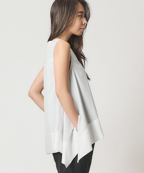 mikomori(ミコモリ)の「HANDKERCHIEF HEM TUNIC(C0381)(Tシャツ/カットソー・レディース・ホワイト×ネイビー/ホワイト×グレー・FREE)」の19枚目の写真