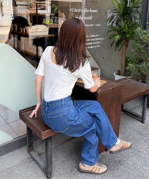 LE MORE(リモア)の「バックオープンハーフスリーブトップス(Tシャツ/カットソー・レディース・アイボリー/ネイビー/ブラック・FREE)」の11枚目の写真