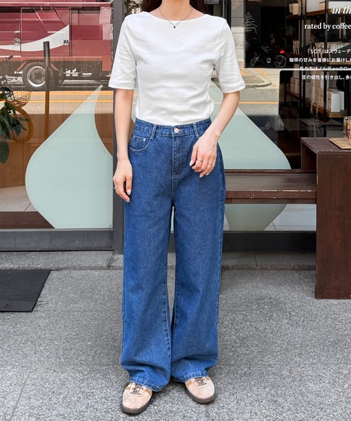 LE MORE(リモア)の「バックオープンハーフスリーブトップス(Tシャツ/カットソー・レディース・アイボリー/ネイビー/ブラック・FREE)」の14枚目の写真