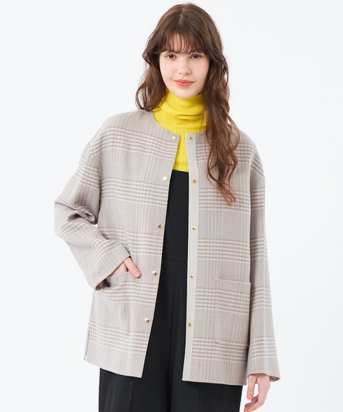 MACKINTOSH PHILOSOPHY(マッキントッシュ フィロソフィー)の「【IVENREY MIDDLE(イベンリーミドル)】ウール製(ノーカラーコート・レディース・チャコールグレー/ダークネイビー/ベージュ・36/38)」の1枚目の写真