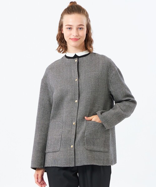 MACKINTOSH PHILOSOPHY(マッキントッシュ フィロソフィー)の「【IVENREY MIDDLE(イベンリーミドル)】ウール製(ノーカラーコート・レディース・チャコールグレー/ダークネイビー/ベージュ・36/38)」の2枚目の写真