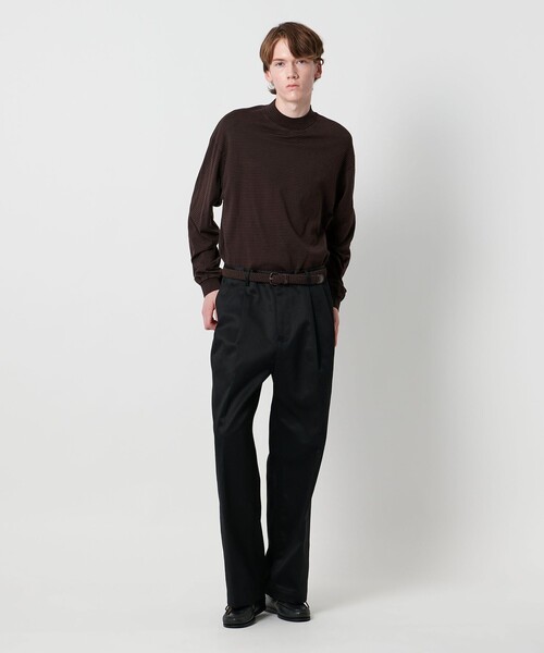 Yonetomi（ヨネトミ）の「【別注】＜Yonetomi＞ボーダー モックネック ロングスリーブTシャツ（Tシャツ/カットソー・メンズ・ダークブラウン/ダークグレー/ネイビー・4/3/1/2）」の12枚目の写真