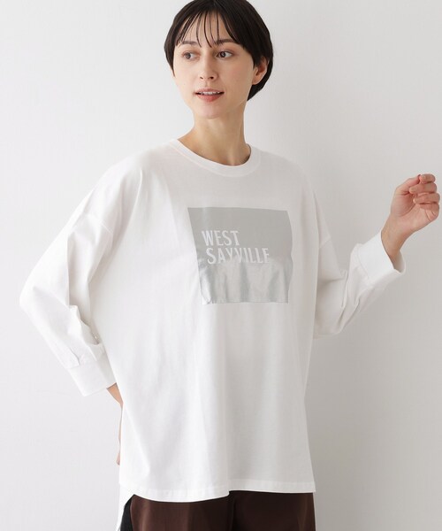 Dessin（デッサン）の「【洗える】箔プリントロングTシャツ（Tシャツ/カットソー・レディース・ナチュラル/ホワイト系/ブラウン系その他・00/01/02/03）」の2枚目の写真