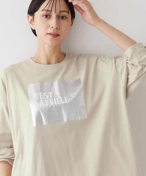 Dessin（デッサン）の「【洗える】箔プリントロングTシャツ（Tシャツ/カットソー・レディース・ナチュラル/ホワイト系/ブラウン系その他・00/01/02/03）」の3枚目の写真