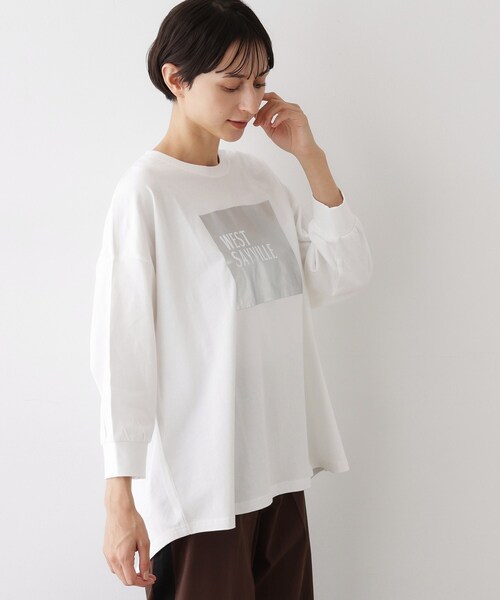 Dessin（デッサン）の「【洗える】箔プリントロングTシャツ（Tシャツ/カットソー・レディース・ナチュラル/ホワイト系/ブラウン系その他・00/01/02/03）」の4枚目の写真