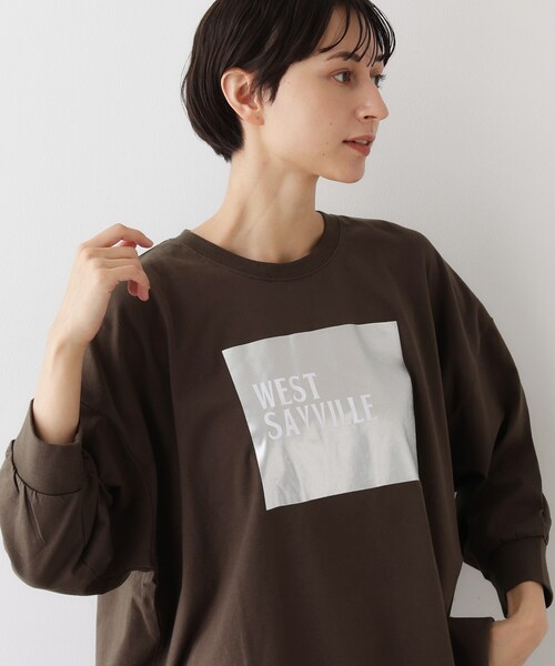 Dessin（デッサン）の「【洗える】箔プリントロングTシャツ（Tシャツ/カットソー・レディース・ナチュラル/ホワイト系/ブラウン系その他・00/01/02/03）」の8枚目の写真