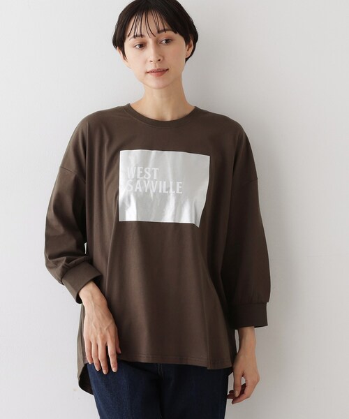 Dessin（デッサン）の「【洗える】箔プリントロングTシャツ（Tシャツ/カットソー・レディース・ナチュラル/ホワイト系/ブラウン系その他・00/01/02/03）」の9枚目の写真