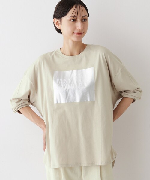 Dessin（デッサン）の「【洗える】箔プリントロングTシャツ（Tシャツ/カットソー・レディース・ナチュラル/ホワイト系/ブラウン系その他・00/01/02/03）」の12枚目の写真