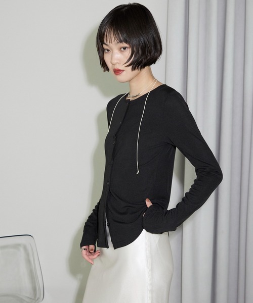 leimn（レイムン）の「2WAYボタンカーデ（Tシャツ/カットソー・レディース・アイボリー/ブラック・FREE）」の3枚目の写真