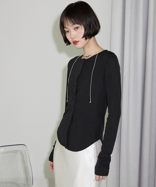 leimn（レイムン）の「2WAYボタンカーデ（Tシャツ/カットソー・レディース・アイボリー/ブラック・FREE）」の5枚目の写真