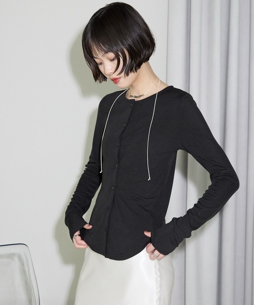 leimn（レイムン）の「2WAYボタンカーデ（Tシャツ/カットソー・レディース・アイボリー/ブラック・FREE）」の4枚目の写真