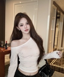 UP START | 【LAMPOON】ビジューオフショルカットソー(Tシャツ/カットソー)