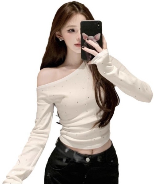 UP START（アップスタート）の「【LAMPOON】ビジューオフショルカットソー（Tシャツ/カットソー・レディース・ホワイト/ブラック・MEDIUM/LARGE/SMALL）」の7枚目の写真