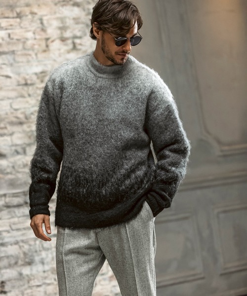 AKM Contemporary（エイケイエムコンテンポラリー）の「【WEB・直営店限定】AKM Contemporary(エイケイエムコンテンポラリー)モヘア オーバーサイズ グラデーション ニット(保温性/起毛)（ニット/セーター・メンズ・ブラック/ホワイト/ブラウン・S/M/L/XL）」の12枚目の写真